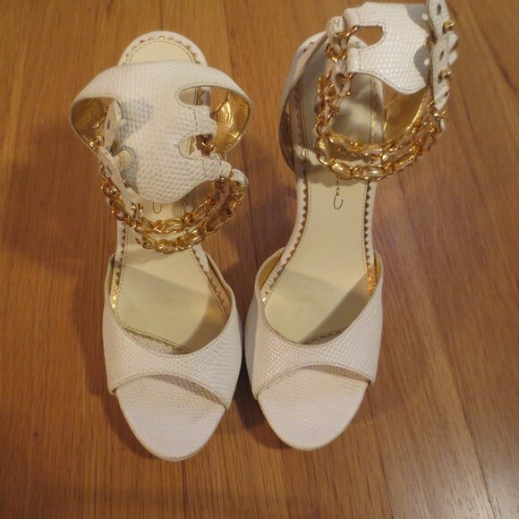 Last chance REPORT SIGNATURE White Chain Double Ankle Strap Stiletto Sandals - Picture 7 of 8